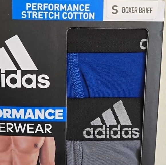 Adidas Men's Small 28-30 Stretch Cotton Trunk Underwear 3-Pack Blue Black Grey - Picture 5 of 5